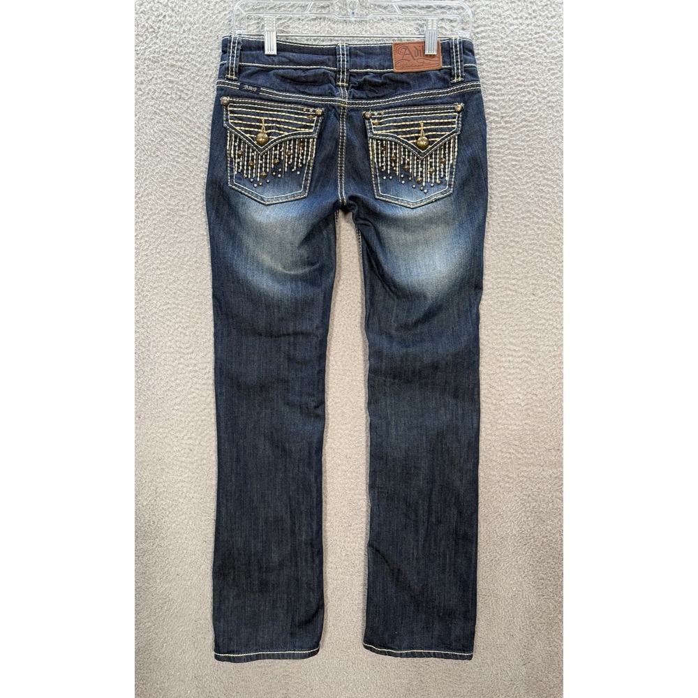 Adiktd Jeans Womens 2/27 Blue Boot Flap Pocket Thick Stitch Rockabilly Biker